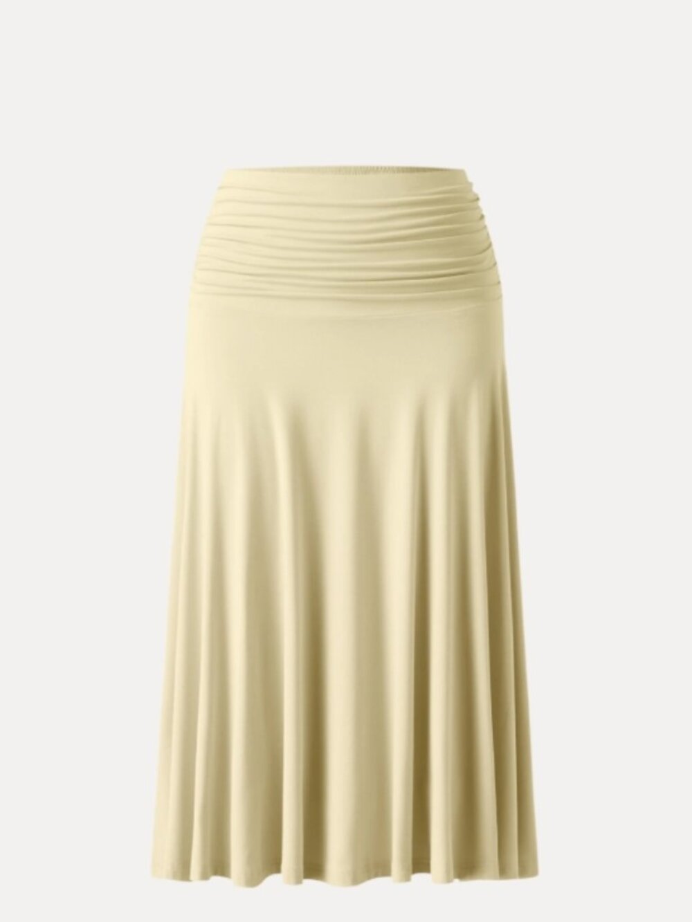 Eco-SkinKiss® Flowy Side Ruched A-line Midi Skirt - Butter Yellow - Picture 1 of 2